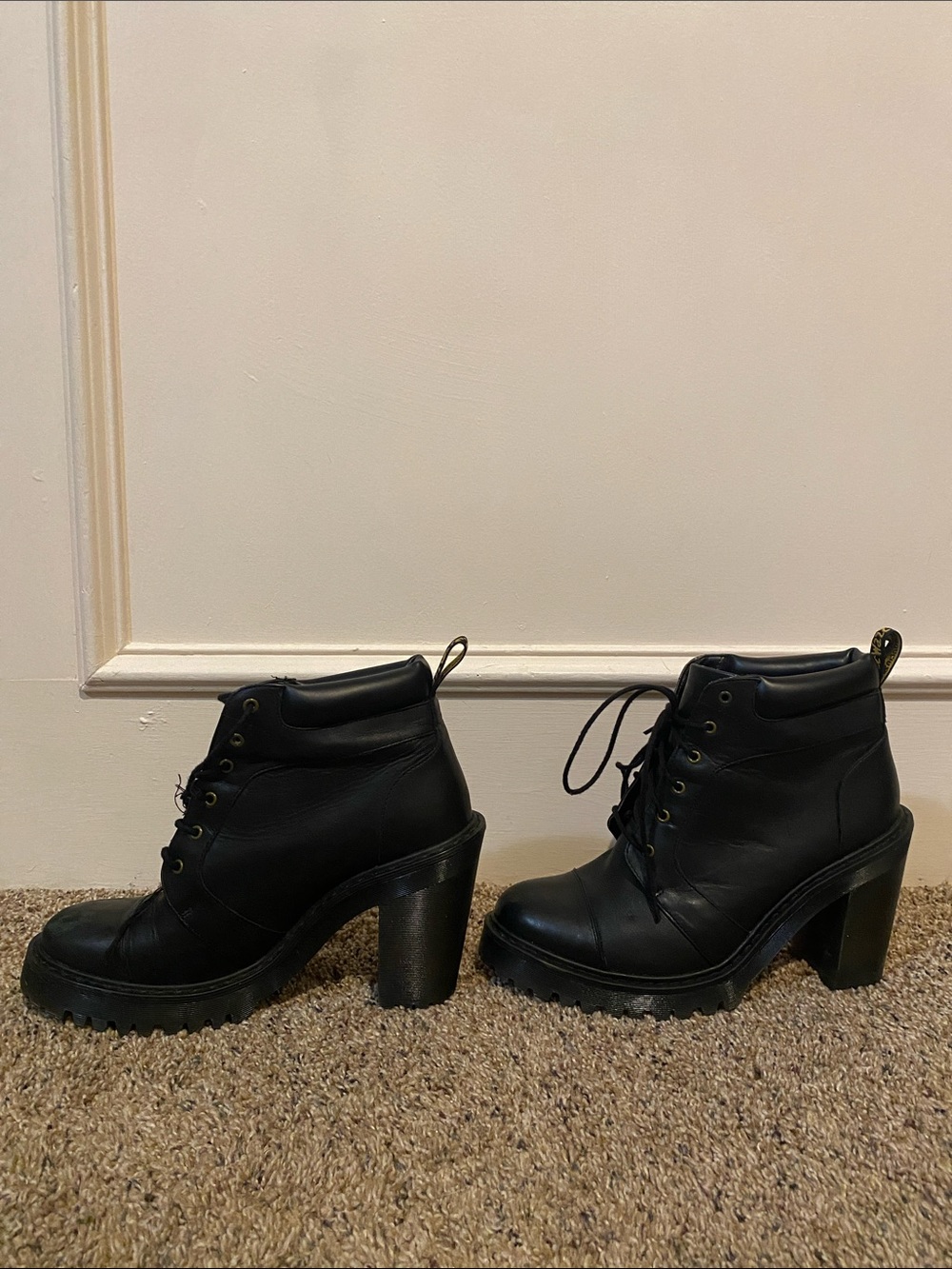 Dr. Martens Black Lace-Up Platform Combat Boots “Averil”